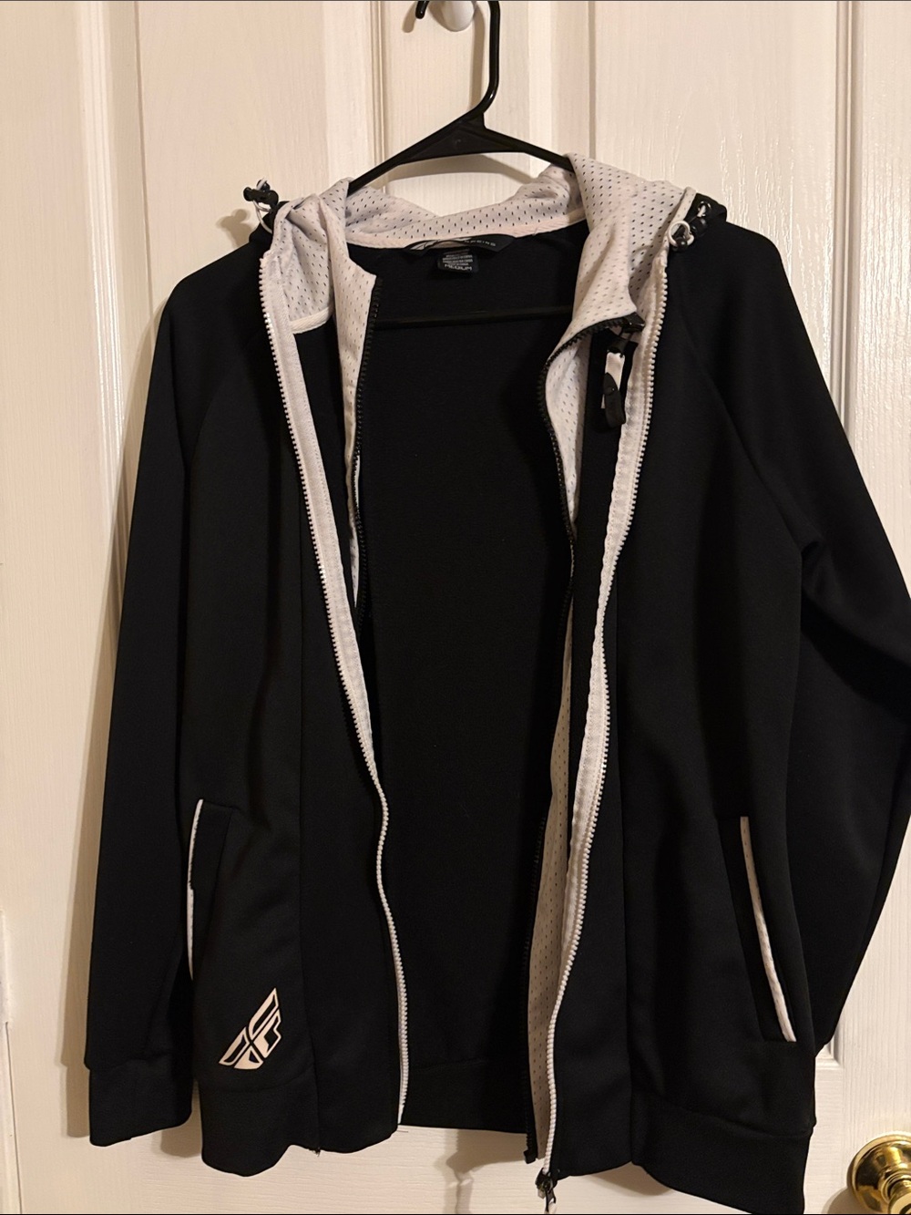 Women's Black Hooded Performance Jacket with White Trim